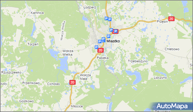 mapa Pasieka gmina Miastko, Pasieka gmina Miastko na mapie Targeo