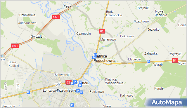 mapa Piątnica Poduchowna, Piątnica Poduchowna na mapie Targeo