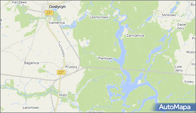 mapa Pieńkowo gmina Gostycyn, Pieńkowo gmina Gostycyn na mapie Targeo