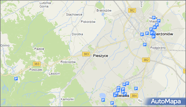 mapa Pieszyce, Pieszyce na mapie Targeo