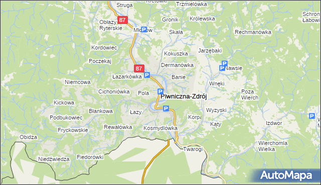 mapa Piwniczna-Zdrój, Piwniczna-Zdrój na mapie Targeo