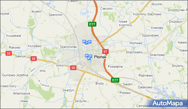 mapa Płońsk, Płońsk na mapie Targeo