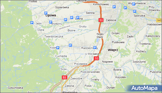 mapa Radziechowy, Radziechowy na mapie Targeo