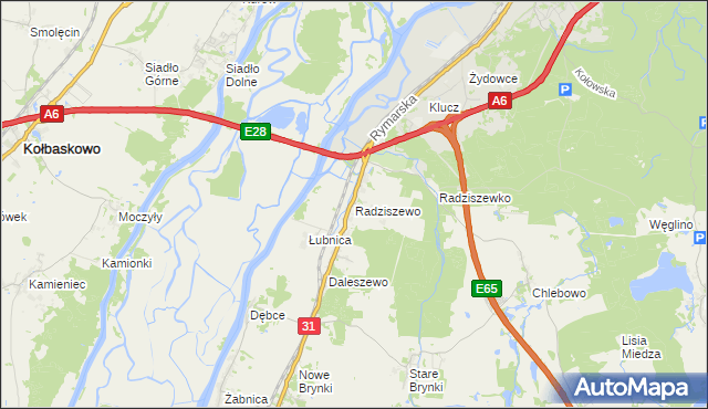 mapa Radziszewo gmina Gryfino, Radziszewo gmina Gryfino na mapie Targeo