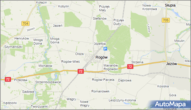 mapa Rogów powiat brzeziński, Rogów powiat brzeziński na mapie Targeo