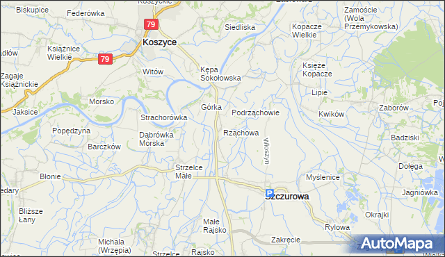 mapa Rząchowa, Rząchowa na mapie Targeo