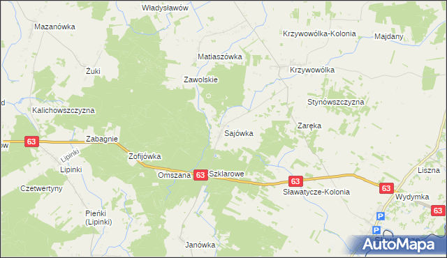 mapa Sajówka, Sajówka na mapie Targeo