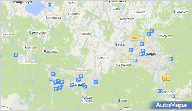 mapa Ściegny, Ściegny na mapie Targeo