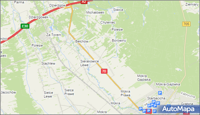 mapa Sierakowice Prawe, Sierakowice Prawe na mapie Targeo