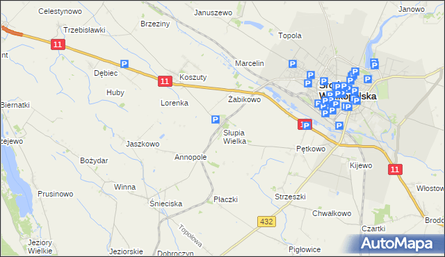 mapa Słupia Wielka, Słupia Wielka na mapie Targeo