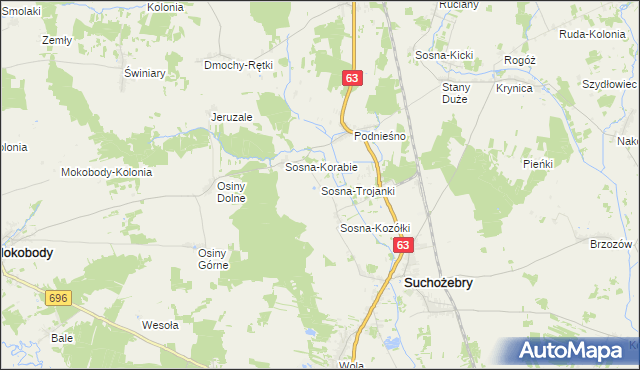 mapa Sosna-Trojanki, Sosna-Trojanki na mapie Targeo