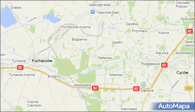 mapa Stefanów gmina Cyców, Stefanów gmina Cyców na mapie Targeo