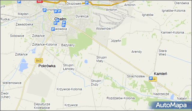 mapa Strupin Mały, Strupin Mały na mapie Targeo
