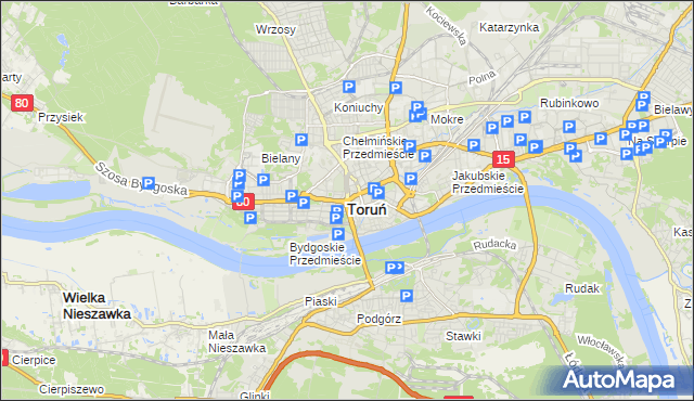 mapa Torunia, Toruń na mapie Targeo