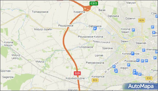 mapa Uniszowice, Uniszowice na mapie Targeo