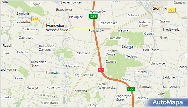 mapa Widoma gmina Iwanowice, Widoma gmina Iwanowice na mapie Targeo