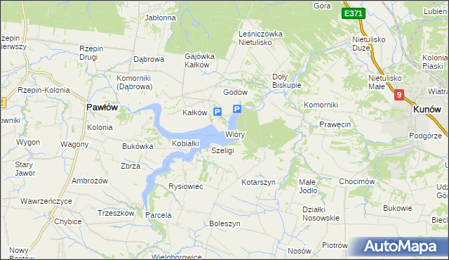 mapa Wióry, Wióry na mapie Targeo