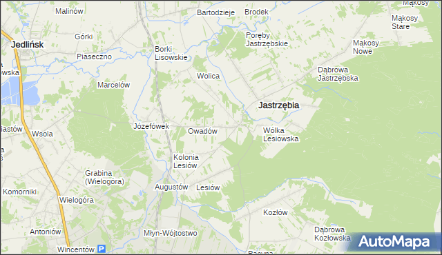 mapa Wojciechów gmina Jastrzębia, Wojciechów gmina Jastrzębia na mapie Targeo
