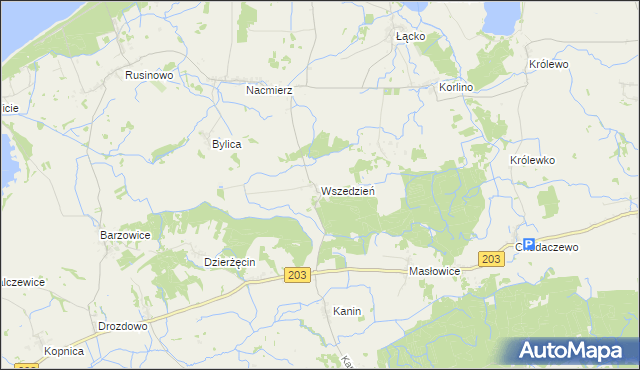 mapa Wszedzień gmina Postomino, Wszedzień gmina Postomino na mapie Targeo