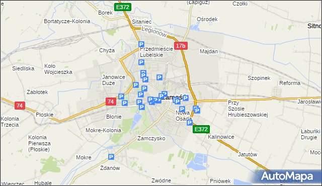 mapa Zamościa, Zamość na mapie Targeo