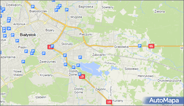 mapa Zaścianki gmina Supraśl, Zaścianki gmina Supraśl na mapie Targeo