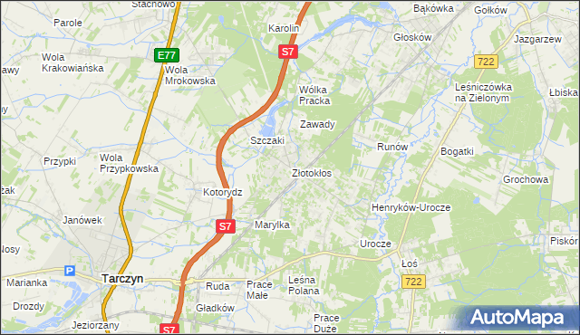 mapa Złotokłos, Złotokłos na mapie Targeo