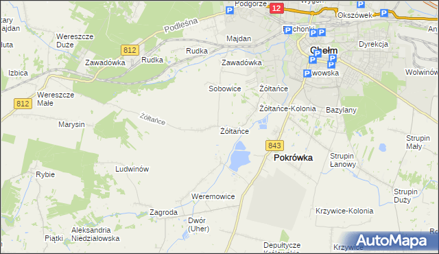 mapa Żółtańce, Żółtańce na mapie Targeo