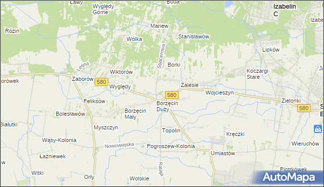 mapa Borzęcin gmina Stare Babice, Borzęcin gmina Stare Babice na mapie Targeo