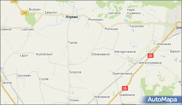 mapa Dobiesławice gmina Rojewo, Dobiesławice gmina Rojewo na mapie Targeo