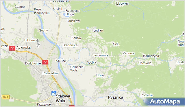 mapa Jastkowice, Jastkowice na mapie Targeo