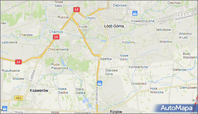 mapa Józefów gmina Łódź, Józefów gmina Łódź na mapie Targeo