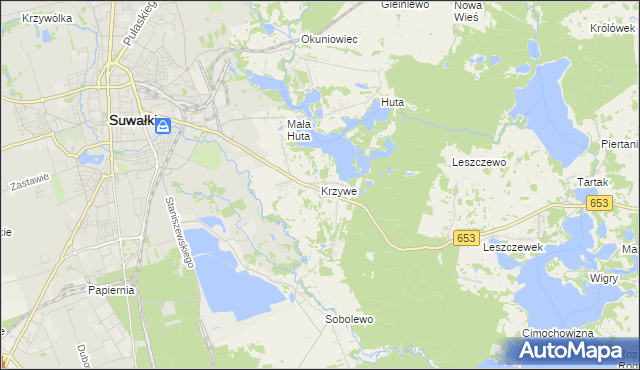mapa Krzywe gmina Suwałki, Krzywe gmina Suwałki na mapie Targeo