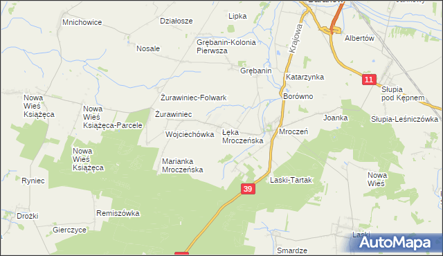 mapa Łęka Mroczeńska, Łęka Mroczeńska na mapie Targeo