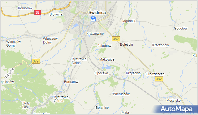 mapa Makowice gmina Świdnica, Makowice gmina Świdnica na mapie Targeo