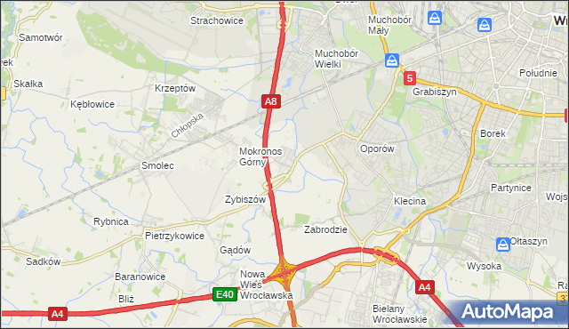 mapa Mokronos Dolny, Mokronos Dolny na mapie Targeo