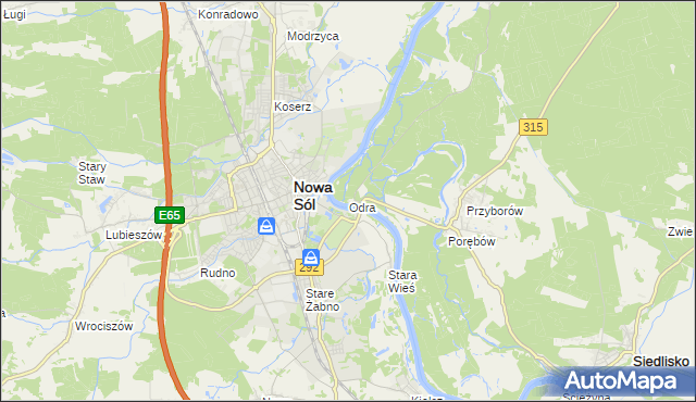 mapa Odra gmina Nowa Sól, Odra gmina Nowa Sól na mapie Targeo