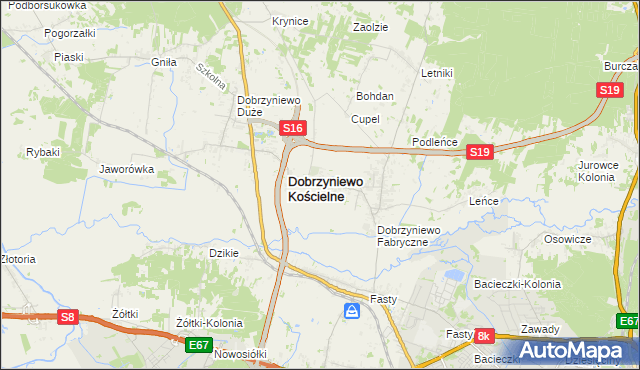 mapa Ogrodniki gmina Dobrzyniewo Duże, Ogrodniki gmina Dobrzyniewo Duże na mapie Targeo