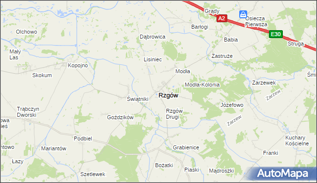 mapa Rzgów powiat koniński, Rzgów powiat koniński na mapie Targeo