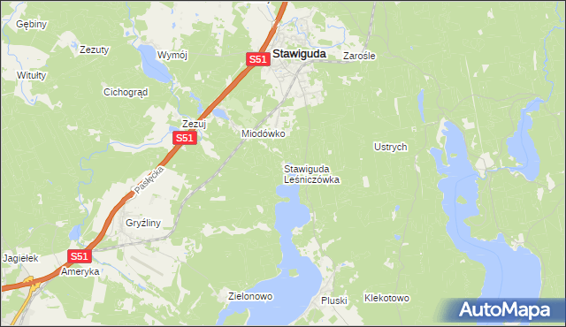 mapa Stawiguda Leśniczówka, Stawiguda Leśniczówka na mapie Targeo