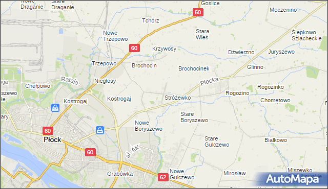 mapa Stróżewko gmina Radzanowo, Stróżewko gmina Radzanowo na mapie Targeo