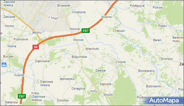 mapa Wiechucice, Wiechucice na mapie Targeo