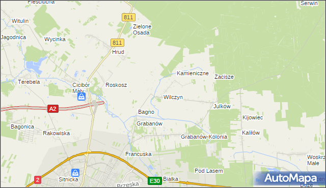 mapa Wilczyn gmina Biała Podlaska, Wilczyn gmina Biała Podlaska na mapie Targeo