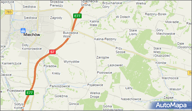 mapa Zarogów, Zarogów na mapie Targeo