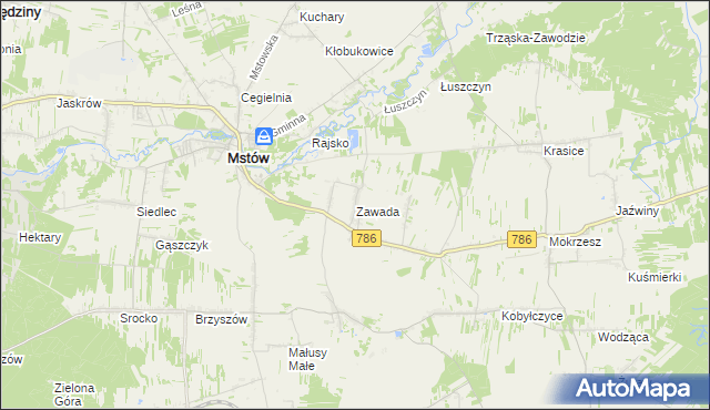 mapa Zawada gmina Mstów, Zawada gmina Mstów na mapie Targeo