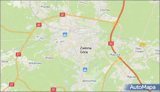 mapa Zielona Góra, Zielona Góra na mapie Targeo