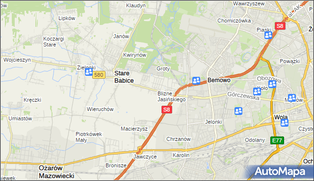 mapa Blizne Jasińskiego, Blizne Jasińskiego na mapie Targeo