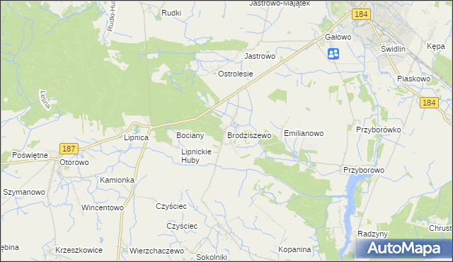 mapa Brodziszewo, Brodziszewo na mapie Targeo