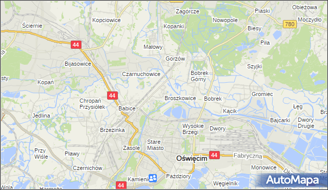 mapa Broszkowice, Broszkowice na mapie Targeo