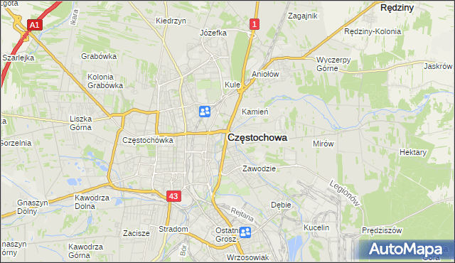 mapa Częstochowy, Częstochowa na mapie Targeo