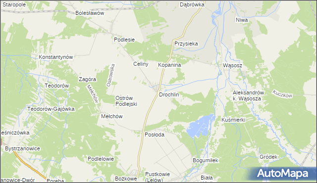 mapa Drochlin gmina Lelów, Drochlin gmina Lelów na mapie Targeo